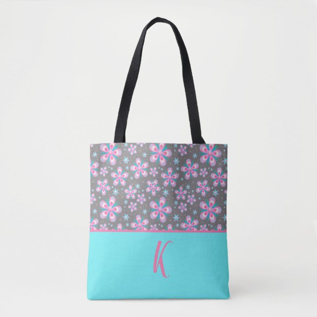 Bolso De Tela Diseño floral rosa personalizado (Anverso)