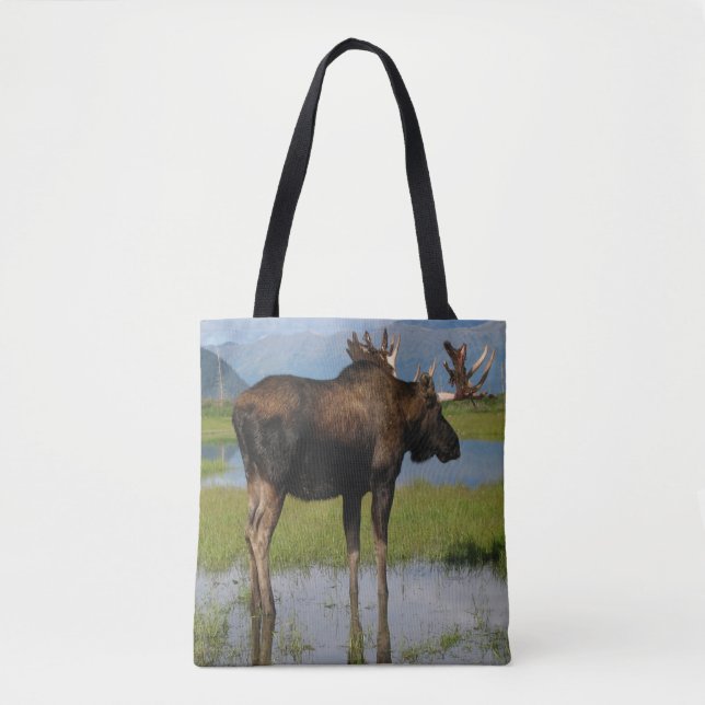 Bolso De Tela Diseño fotográfico de Alaska Bull Moose Antlers (Anverso)