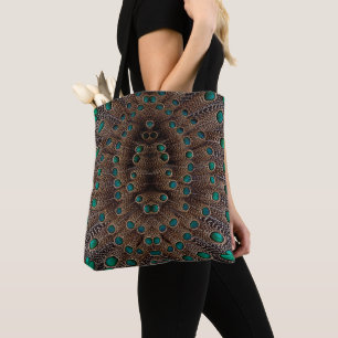 Bolso De Tela Diseño Fractal de Pluma de Faisán