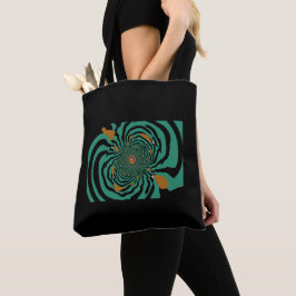 Bolso De Tela Diseño Fractal Negro y Azul Moderno