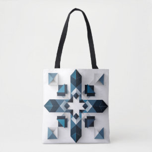 Bolso De Tela Diseño geométrico abstracto en azul y blanco