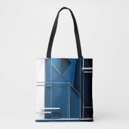 Bolso De Tela Diseño geométrico azul blanco brillante
