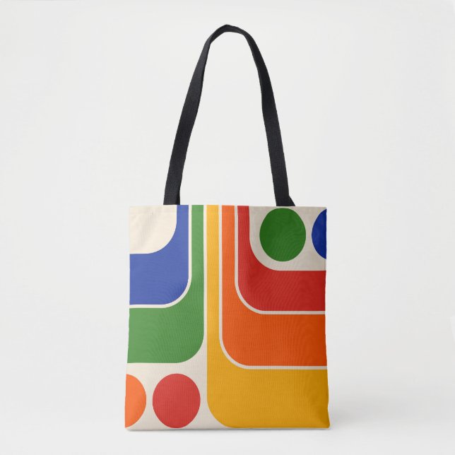 Bolso De Tela Diseño geométrico de estilo retro de los años 70 (Anverso)
