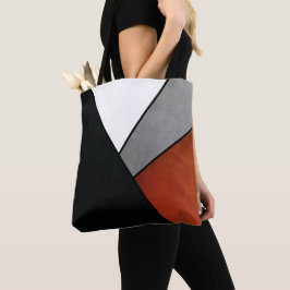 Bolso De Tela Diseño geométrico elegante de blanco rojo negro y 