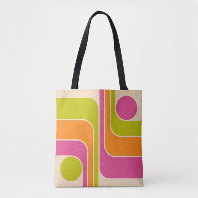 Bolso De Tela Diseño Geométrico Retro Mod (Anverso)