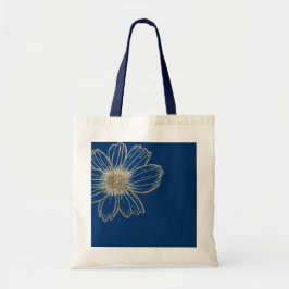 Bolso De Tela Diseño Golden Floral Navy Blue