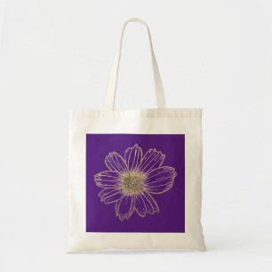 Bolso De Tela Diseño Golden Floral Purple