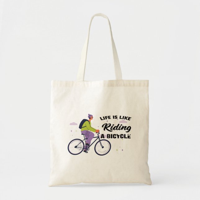 Bolso De Tela Diseño gráfico de vida en bicicleta (Frente)