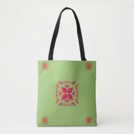 Bolso De Tela Diseño gráfico rojo púrpura y verde