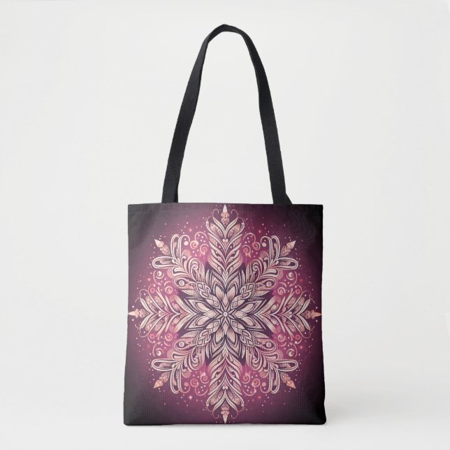 Bolso De Tela Diseño intrincado de copo de nieve (Anverso)