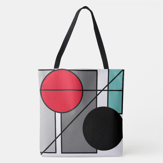 Bolso De Tela Diseño “Líneas y redondos " (Anverso)