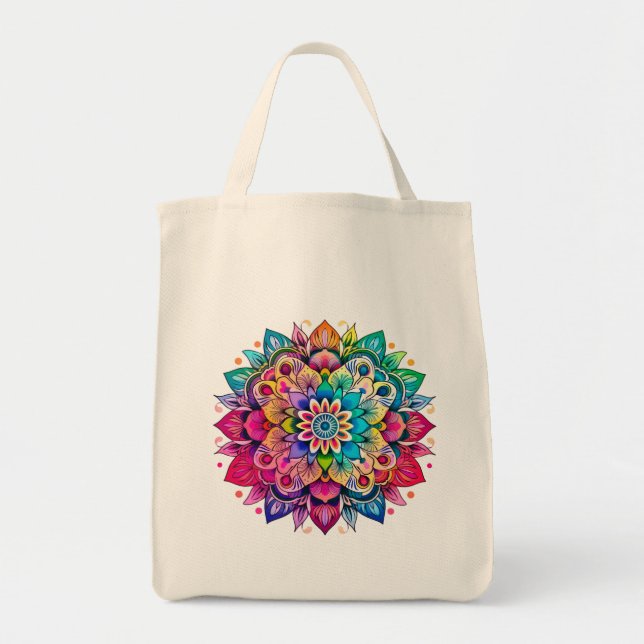 Bolso De Tela Diseño Mandala / Flor (Frente)