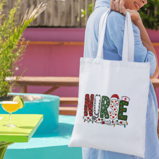 Bolso De Tela Diseño médico festivo de enfermera de Navidad vibr