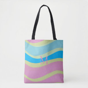 Bolso De Tela Diseño moderno amarillo rosado monogramado