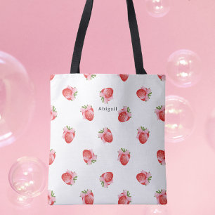 Bolso De Tela Diseño moderno de fresa monograma lindo