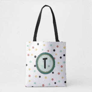 Bolso De Tela Diseño moderno de monograma Polka-Dot
