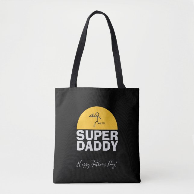 Bolso De Tela Diseño moderno del Día del Padre "SUPER DAD" (Anverso)