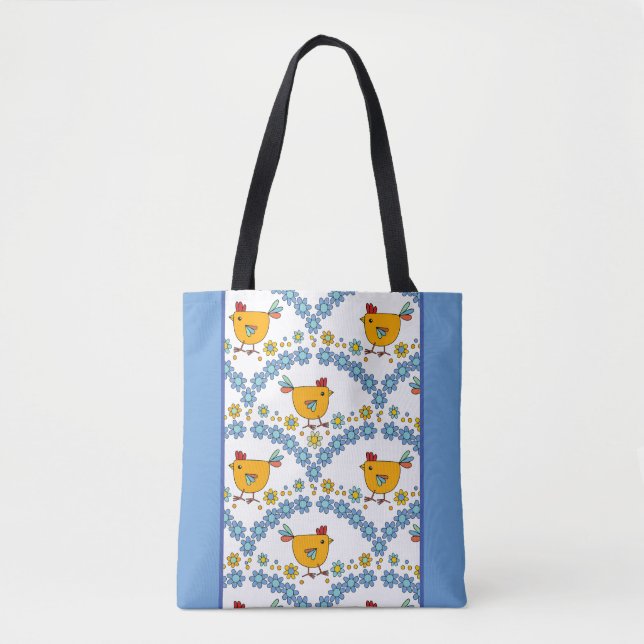 Bolso De Tela Diseño moderno y colorido de pollo (Anverso)