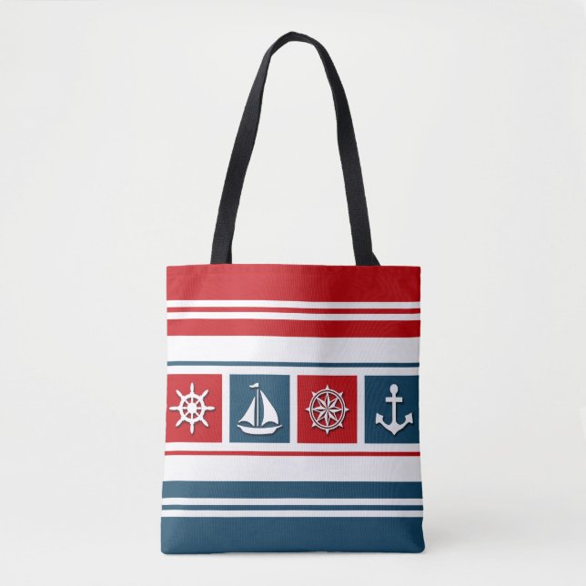 Bolso De Tela Diseño náutico (Anverso)