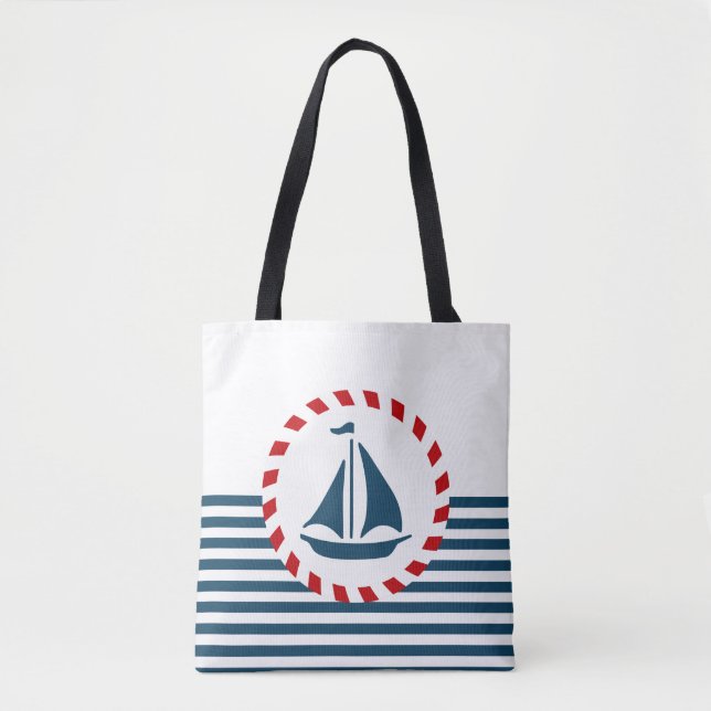 Bolso De Tela Diseño náutico (Anverso)