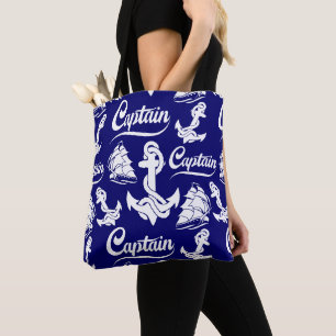 Bolso De Tela Diseño Náutico Ancla Barco de Vela Capitán