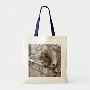 Bolso De Tela Diseño navideño de ardilla de invierno, nieve y ba
