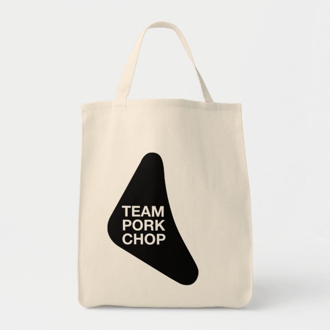Bolso De Tela Diseño negro de la chuleta de cerdo (Frente)