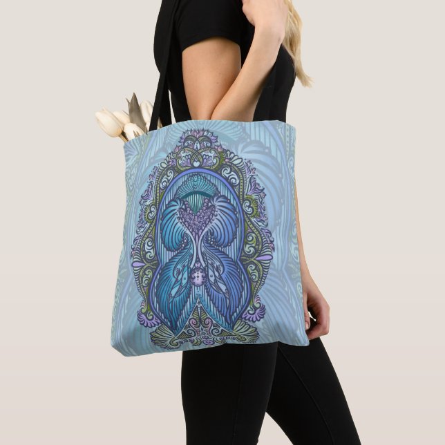 Bolso De Tela Diseño Ornate Blue & Verde azulado Mandala