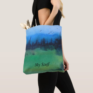 Bolso De Tela diseño paisajístico abstracto contemporáneo col