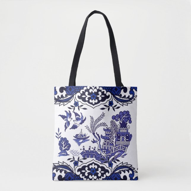 Bolso De Tela Diseño panorámico azul clásico (Anverso)
