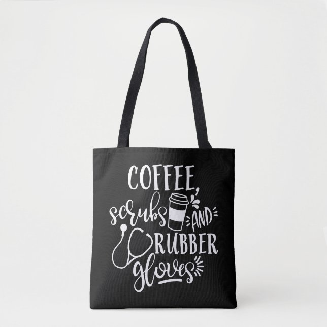 Bolso De Tela Diseño Para Enfermeras Y Guantes De Goma (Anverso)