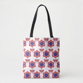 Bolso De Tela Diseño patriótico de Flor azul roja
