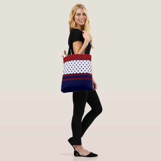 Bolso De Tela Diseño patriótico rojo blanco y azul (Puesto)
