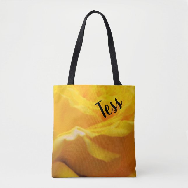 Bolso De Tela Diseño personalizado del flor del rosa amarillo (Anverso)