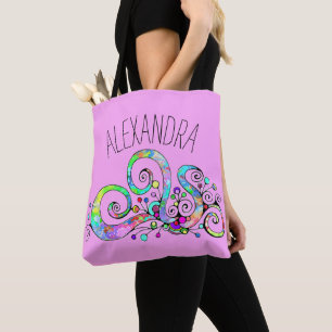 Bolso De Tela Diseño pintado de mano cardíaca espiral 1
