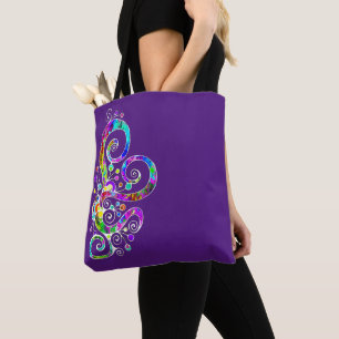 Bolso De Tela Diseño pintado de mano cardíaca espiral 2