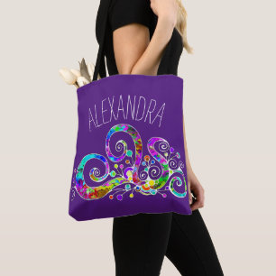 Bolso De Tela Diseño pintado de mano cardíaca espiral 2