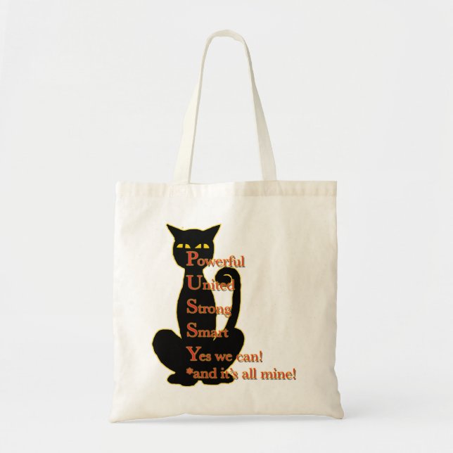 Bolso De Tela Diseño potente del gato de la mujer (Frente)
