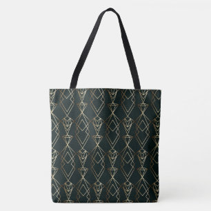 Bolso De Tela Diseño retro clásico en negro y oro