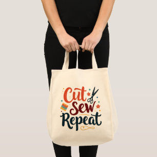 Bolso De Tela Diseño retro "Cut Sew Repetir" de inclinación