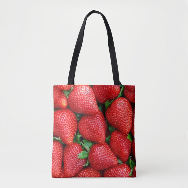 Bolso De Tela Diseño rojo del modelo de las fresas (Anverso)