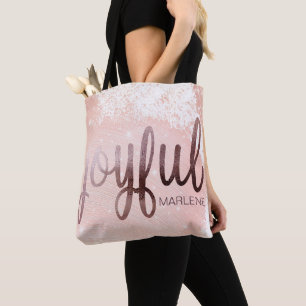 Bolso De Tela Diseño Rosa Gold Joyful navidades