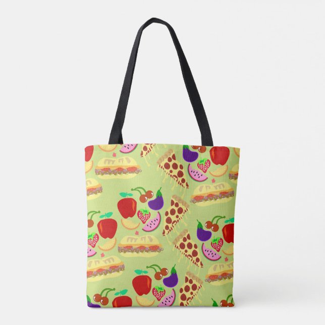 Bolso De Tela Diseño sabroso y sabroso del patrón de la comida (Reverso)