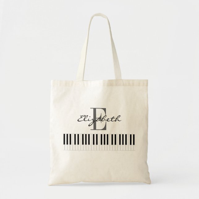 Bolso De Tela Diseño sencillo de monograma de piano (Frente)