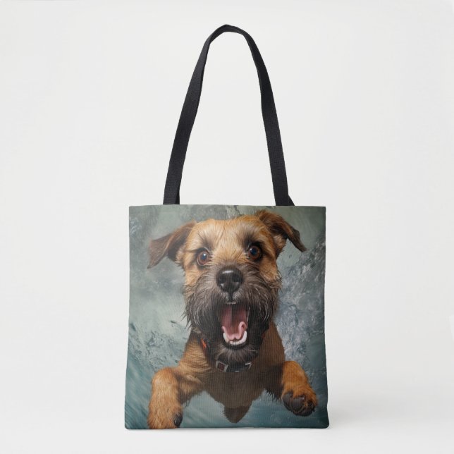 Bolso De Tela Diseño submarino de natación de perros lúdicos (Anverso)