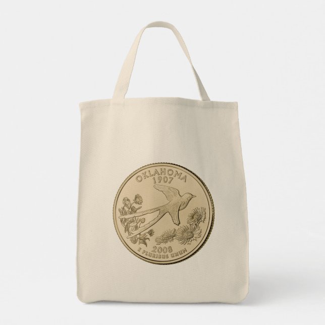 Bolso De Tela Diseño teñido del barrio estatal de Oklahoma (Reverso)