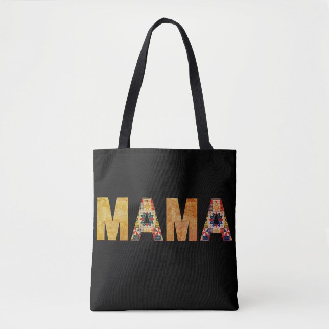 Bolso De Tela Diseño tipográfico Mama Patchwork (Anverso)