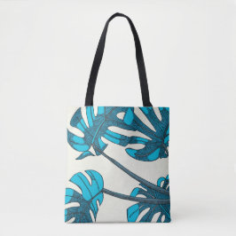 Bolso De Tela Diseño tropical, azul, caprichoso