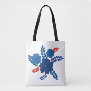 Bolso De Tela Diseño vectorial de flores azules simples