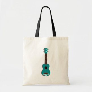 Bolso De Tela diseño verde azulado del hibisco del ukulele